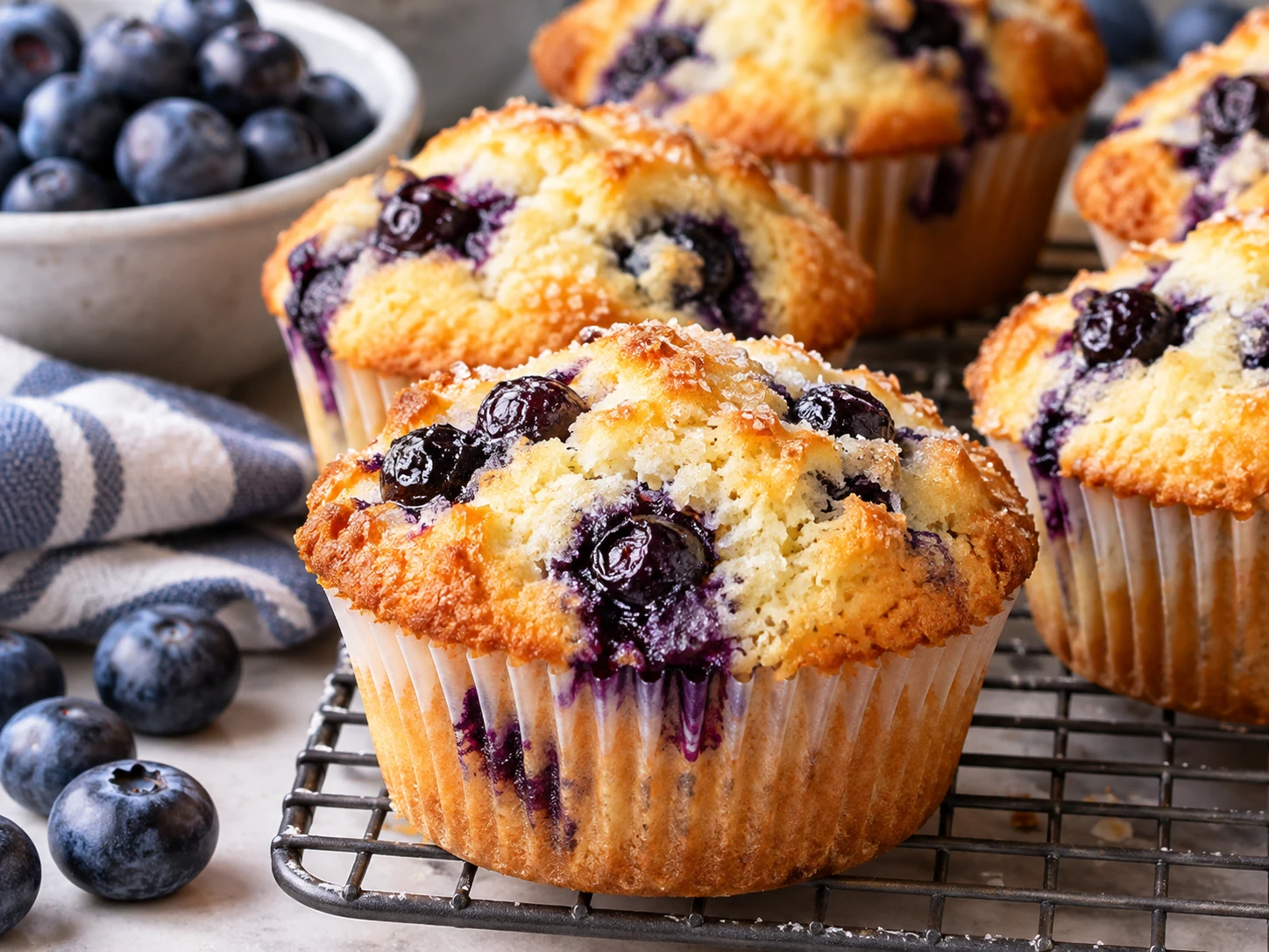 Golden blueberry muffins