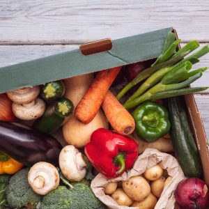Mobile Meals Veggie Box Small filled with fresh seasonal vegetables from Goodies4All, supporting Fish Hoek Mobile Meals.